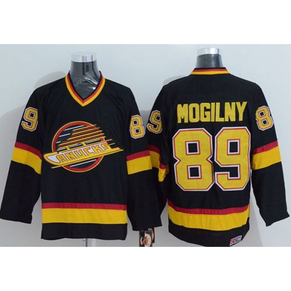 Canucks #89 Alexander Mogilny Stitched Black CCM Throwback Jersey