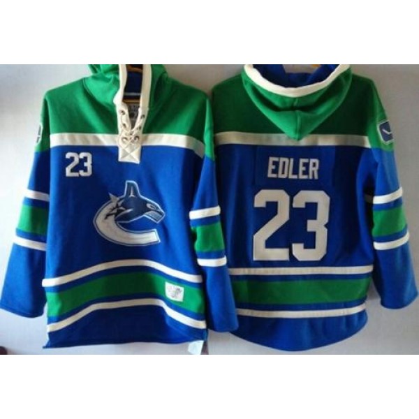 Canucks #23 Alexander Edler Blue Sawyer Hooded Sweatshirt Stitched Jersey
