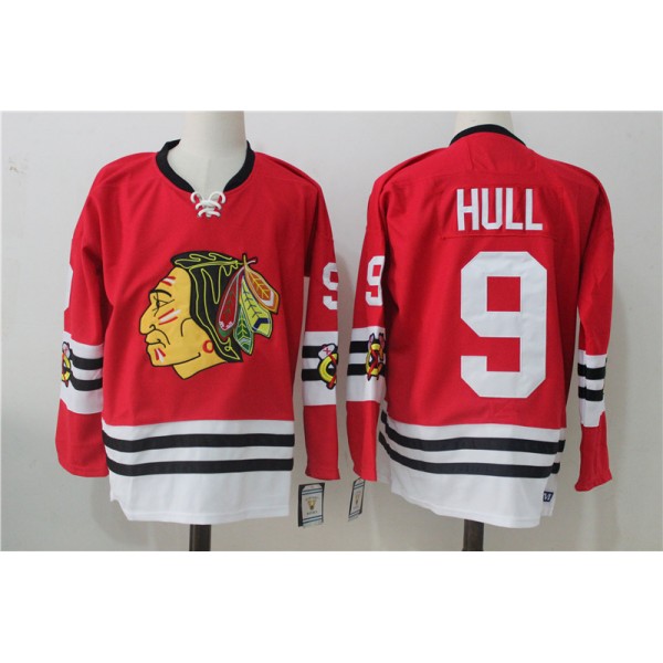 Chicago Blackhawks #9 Bobby Hull Red Throwback CCM Stitched Jersey