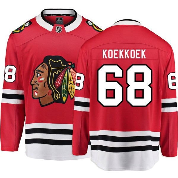 Chicago Blackhawks #68 Slater Koekkoek Red Stitched Jersey