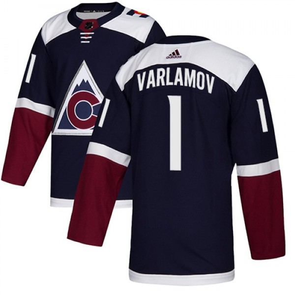 Colorado Avalanche #1 Semyon Varlamov Navy Blue Stitched Jersey