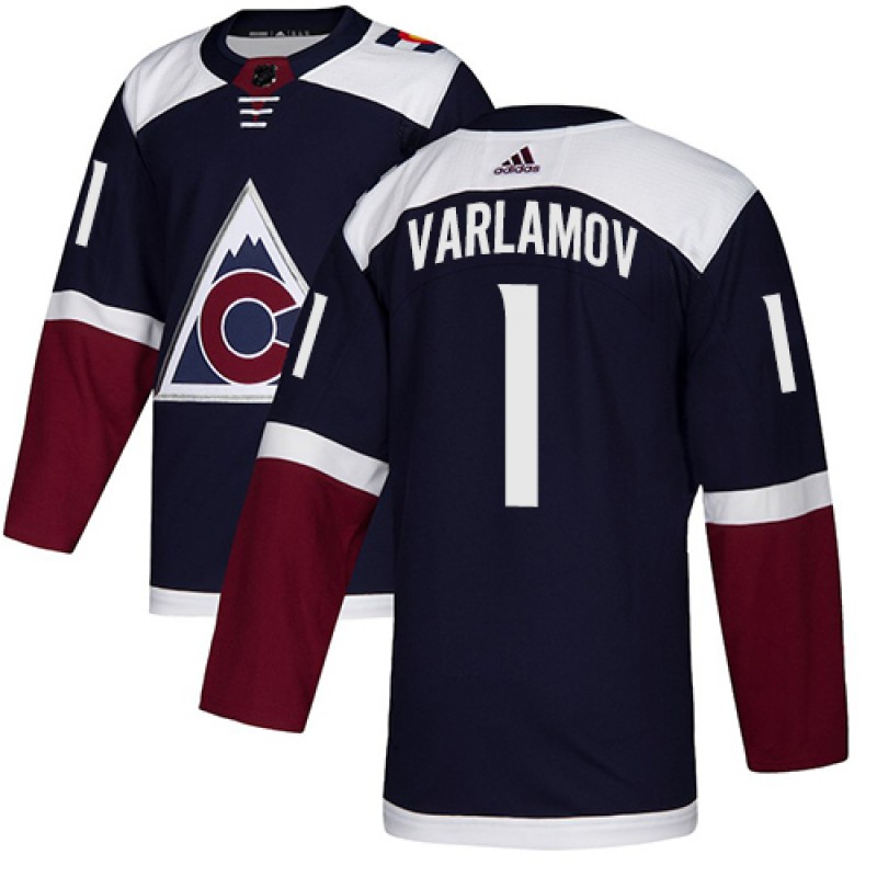 Colorado Avalanche #1 Semyon Varlamov Navy Blue Stitched Jersey