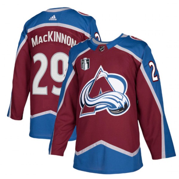 Colorado Avalanche #29 Nathan MacKinnon 2022 Burgundy Stanley Cup Final Patch Stitched Jersey