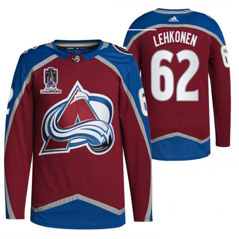 Colorado Avalanche #62 Artturi Lehkonen 2022 Stanley Cup Champions Patch Stitched Jersey