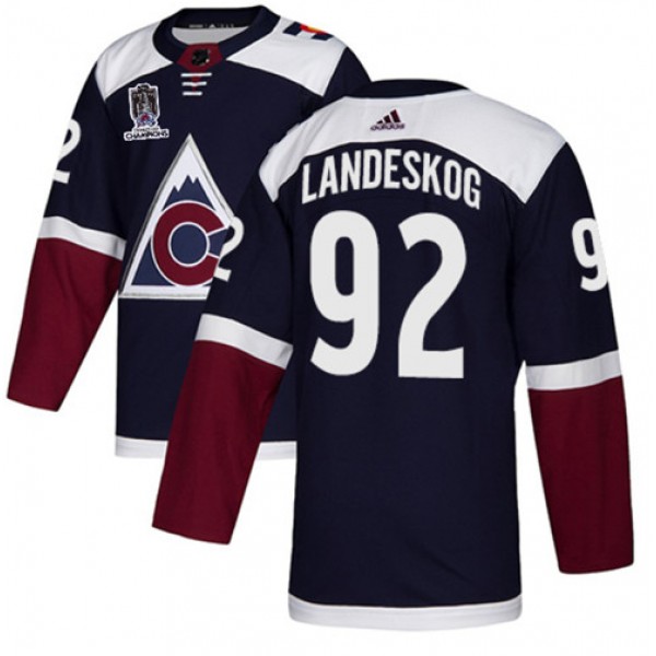 Colorado Avalanche #92 Gabriel Landeskog 2022 Navy Stanley Cup Champions Patch Stitched Jersey