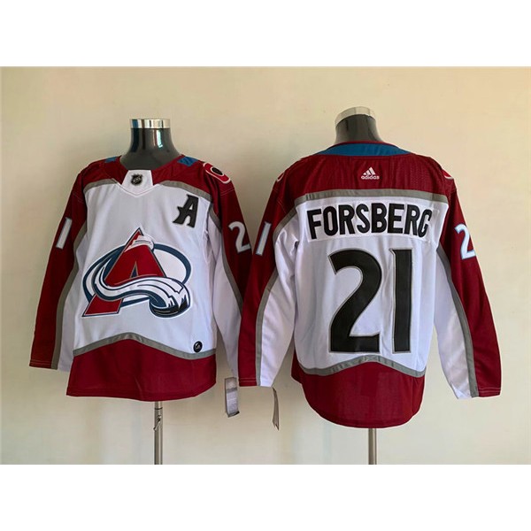 Colorado Avalanche #21 Peter Forsberg White Stitched Jersey