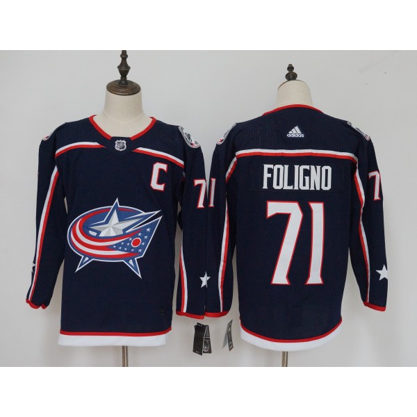 Columbus Blue Jackets #71 Nick Foligno Navy Stitched Adidas Jersey