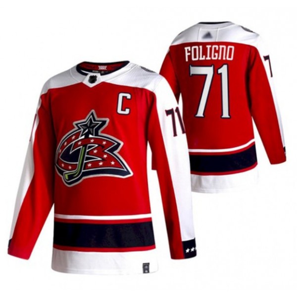 Columbus Blue Jackets #71 Nick Foligno Red 2021 Retro Stitched Jersey
