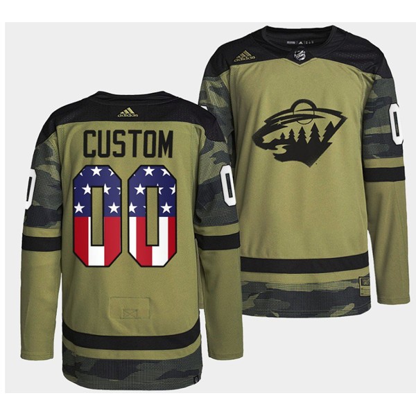Minnesota Wild Military Appreciation Night Camo Custom Name Number Size Stitched Jersey