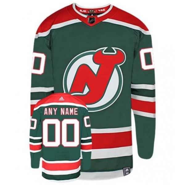 New Jersey Devils Green Personalized Reverse Retro Authentic Stitched NHL Jersey