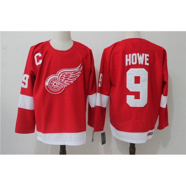 Detroit Red Wings #9 Gordie Howe Red Throwback CCM Stitched Jersey