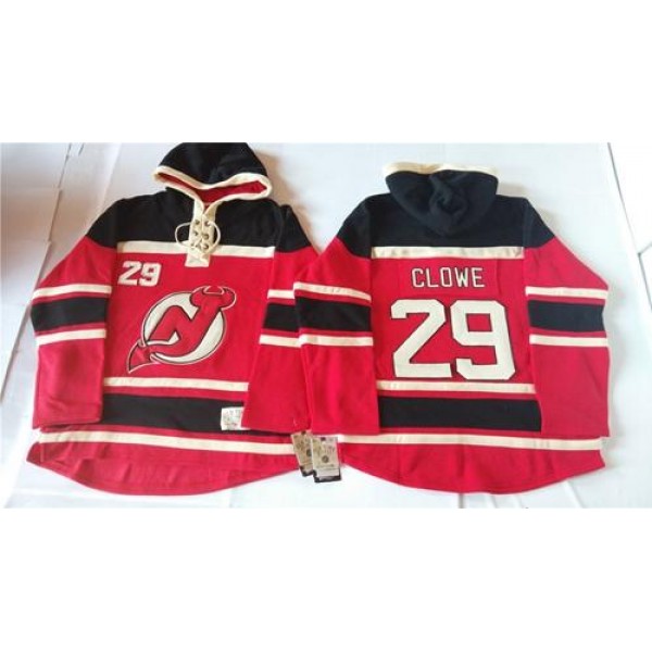 Devils #29 Ryane Clowe Red Sawyer Hooded Sweatshirt Stitched Jersey