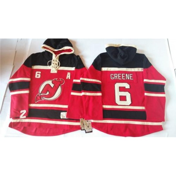 Devils #6 Andy Greene Red Sawyer Hooded Sweatshirt Stitched Jersey