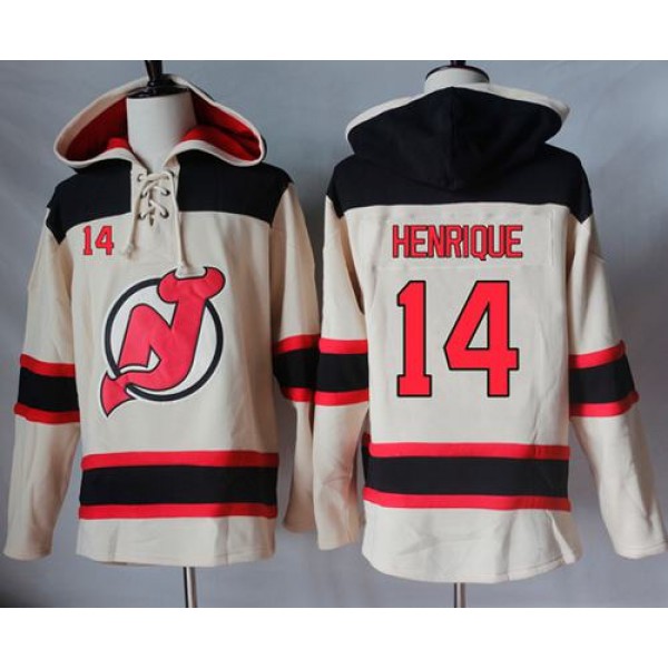 Devils #14 Adam Henrique Cream Sawyer Hooded Sweatshirt Stitched Jersey