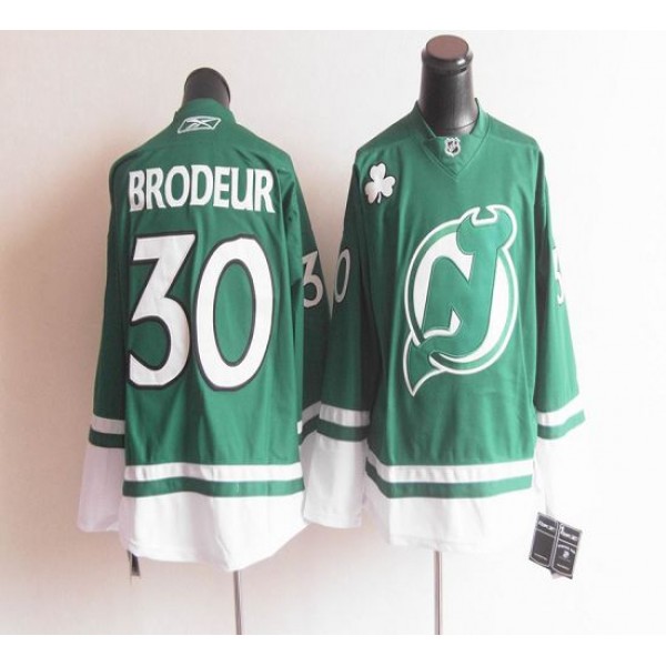 Devils St Patty's Day #30 Martin Brodeur Green Stitched Jersey