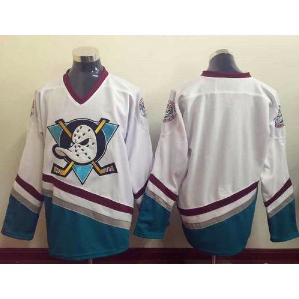 Ducks Blank White CCM Throwback Stitched Jersey