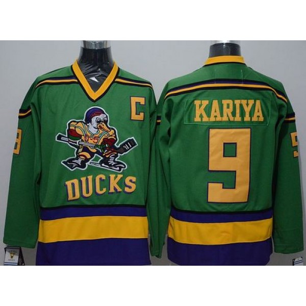 Ducks #9 Paul Kariya Green CCM Throwback Stitched Jersey
