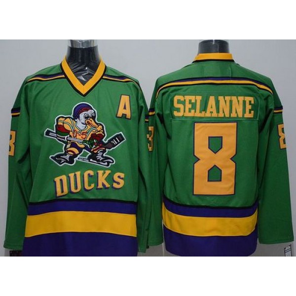 Ducks #8 Teemu Selanne Green CCM Throwback Stitched Jersey