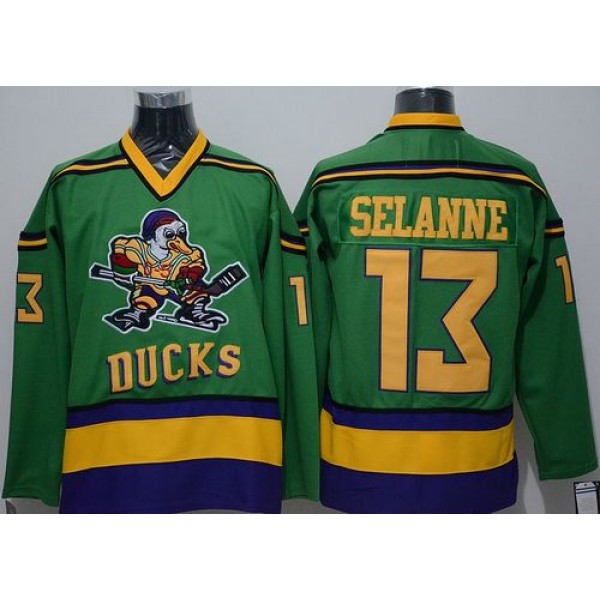 Ducks #13 Teemu Selanne Green CCM Throwback Stitched Jersey