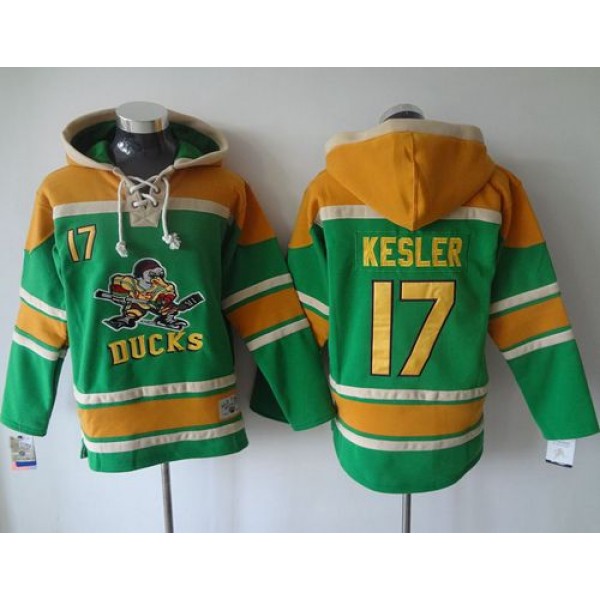 Ducks #17 Ryan Kesler Green Sawyer Hooded Sweatshirt Stitched Jersey