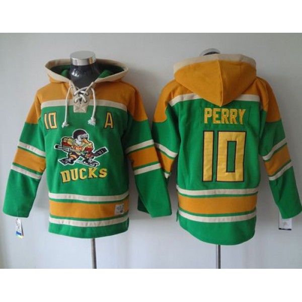 Ducks #10 Corey Perry Green Sawyer Hooded Sweatshirt Stitched Jersey