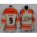 Ducks #9 Paul Kariya Cream Orange Sawyer Hooded Sweatshirt Stitched Jersey