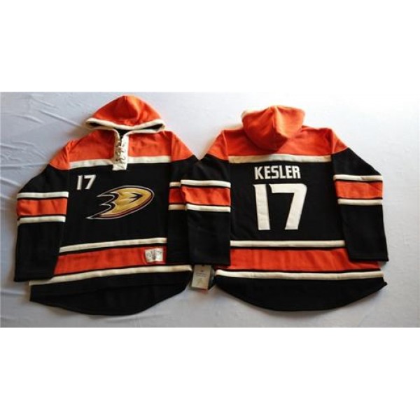 Ducks #17 Ryan Kesler Black Sawyer Hooded Sweatshirt Stitched Jersey