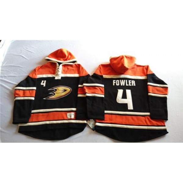 Ducks #4 Cam Fowler Black Sawyer Hooded Sweatshirt Stitched Jersey