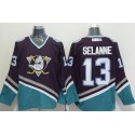 Ducks #13 Teemu Selanne Purple Turquoise CCM Throwback Stitched Jersey