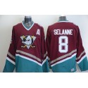 Ducks #8 Teemu Selanne Red CCM Throwback Stitched Jersey
