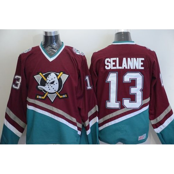 Ducks #13 Teemu Selanne Red CCM Throwback Stitched Jersey
