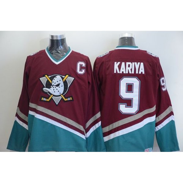 Ducks #9 Paul Kariya Red CCM Throwback Stitched Jersey