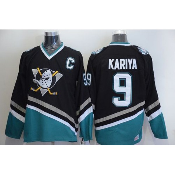 Ducks #9 Paul Kariya Black CCM Throwback Stitched Jersey