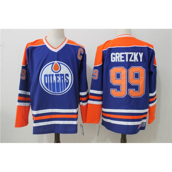 Edmonton Oilers #99 Wayne Gretzky Royal Throwback CCM Stitched Jersey