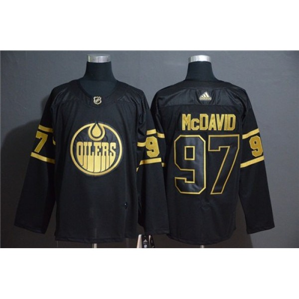 Edmonton Oilers #97 Connor McDavid Black Golden Stitched Jersey