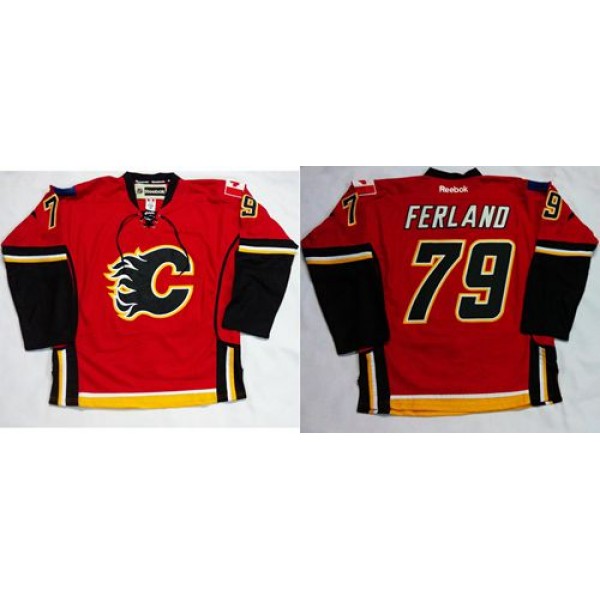 Flames #79 Michael Ferland Red Home Stitched Jersey