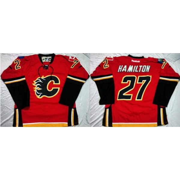 Flames #27 Dougie Hamilton Red Home Stitched Jersey