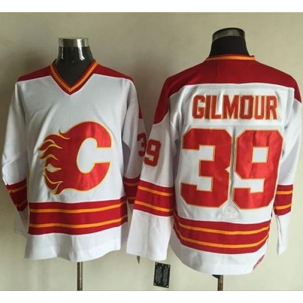 Flames #39 Doug Gilmour White CCM Throwback Stitched Jersey