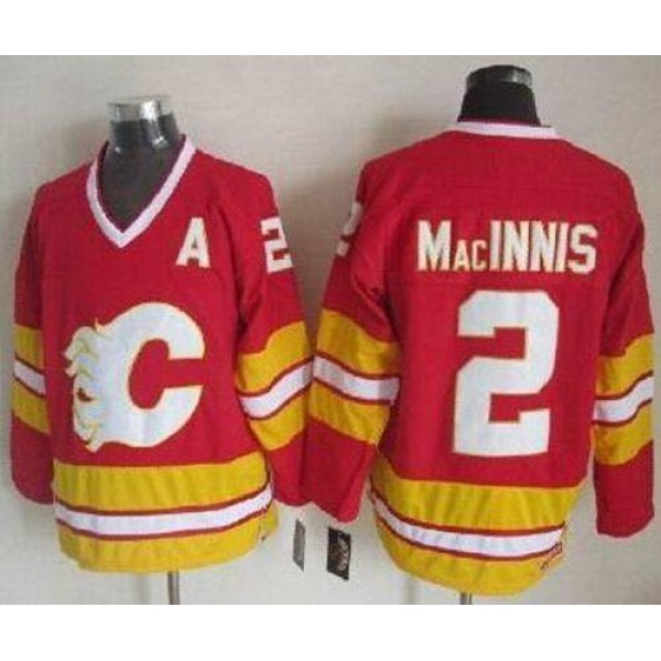 Flames #2 Al MacInnis Red CCM Throwback Stitched Jersey