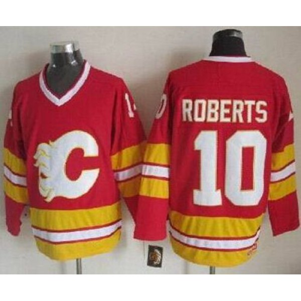 Flames #10 Gary Roberts Red CCM Throwback Stitched Jersey