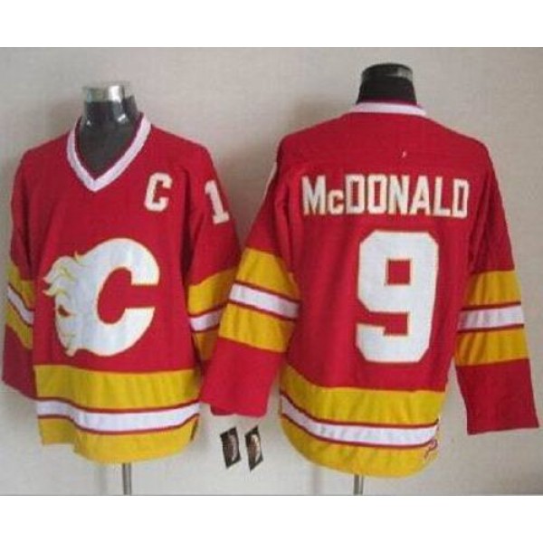 Flames #9 Lanny McDonald Red CCM Throwback Stitched Jersey