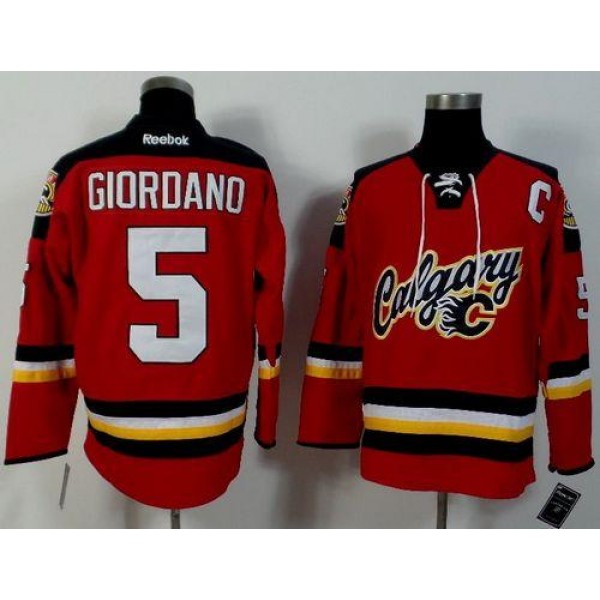 Flames #5 Mark Giordano Red Alternate Stitched Jersey