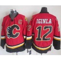 Flames #12 Jarome Iginla Red Black CCM Throwback Stitched Jersey