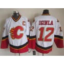 Flames #12 Jarome Iginla White Black CCM Throwback Stitched Jersey