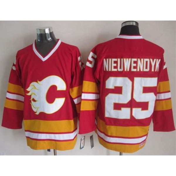 Flames #25 Joe Nieuwendyk Red CCM Throwback Stitched Jersey