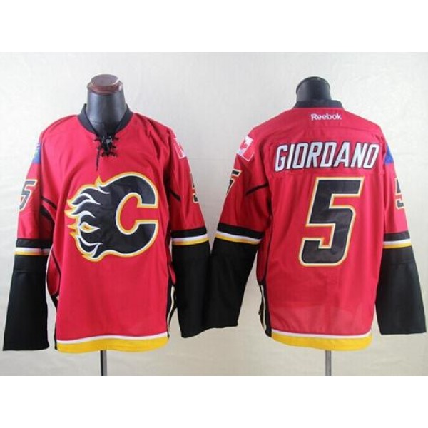 Flames #5 Mark Giordano Red Stitched Jersey