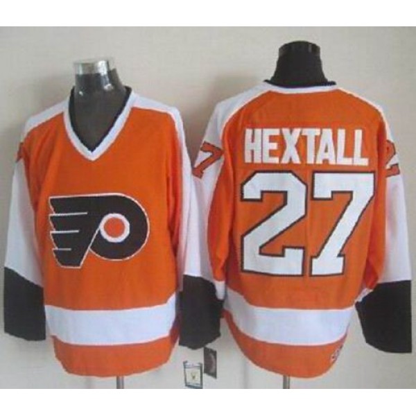 Flyers #27 Ron Hextall Orange White CCM Throwback Stitched Jersey