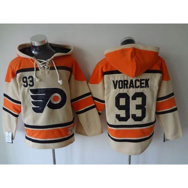 Flyers #93 Jakub Voracek Cream Sawyer Hooded Sweatshirt Stitched Jersey