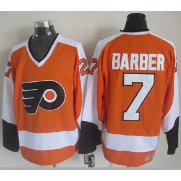 Flyers #7 Bill Barber Orange CCM Throwback Stitched Jersey