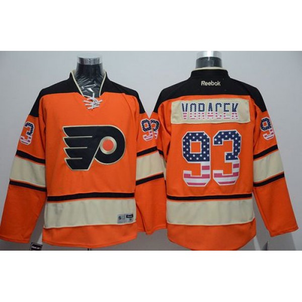 Flyers #93 Jakub Voracek Orange Alternate USA Flag Fashion Stitched Jersey